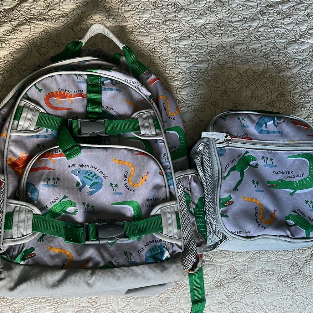 PB Kids Mackenzie REPTILES Backpack & Lunch Bundle